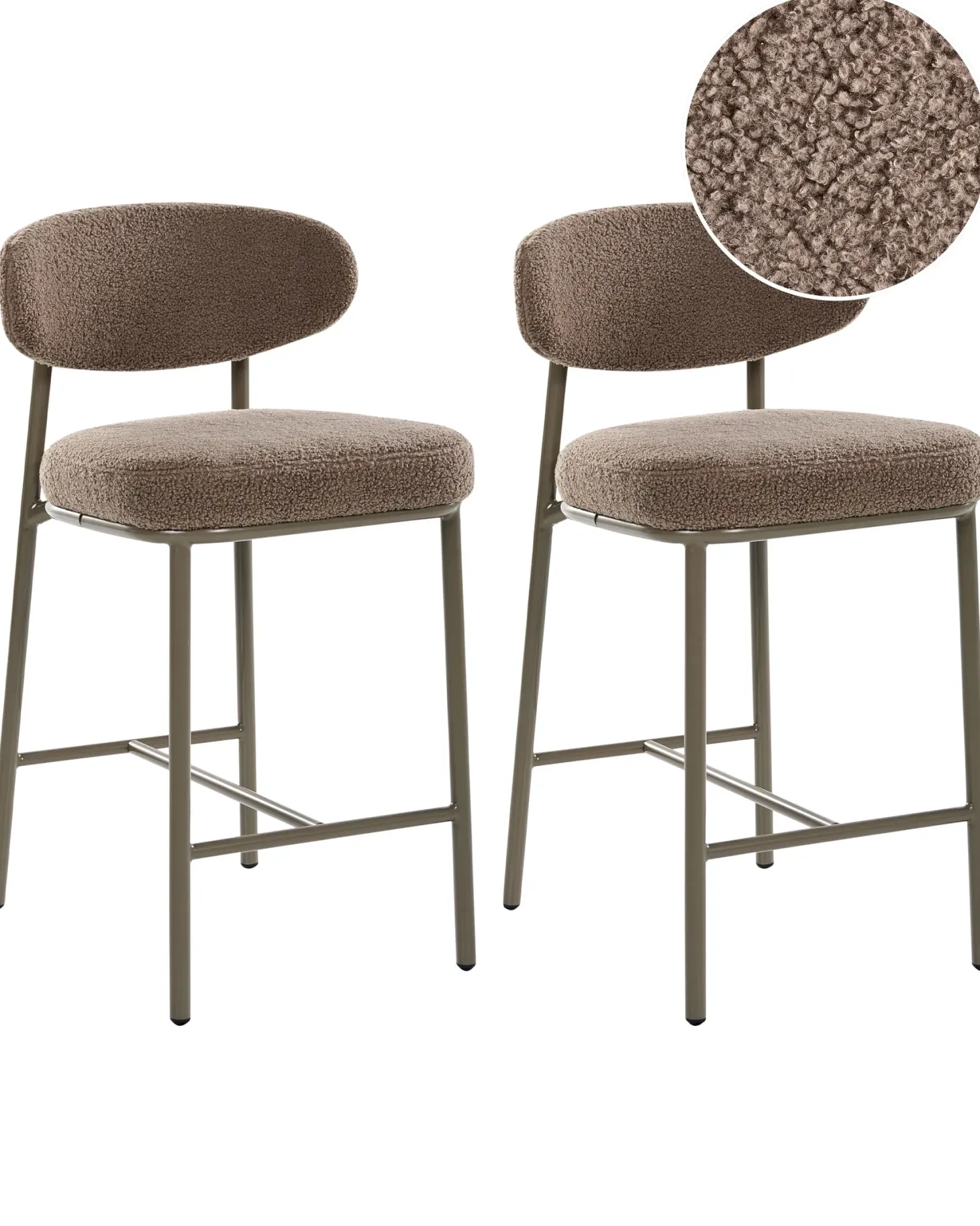 Sæt med 2 barstole UNITY Boucle Brungrå