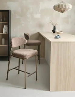 Sæt med 2 barstole UNITY Boucle Brungrå
