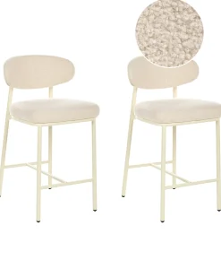 Sæt med 2 barstole UNITY Boucle Lys Beige
