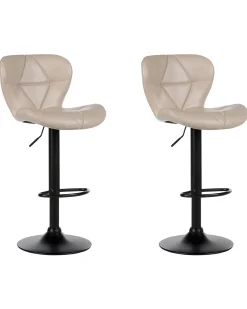 Sæt med 2 barstole VALETTA Kunstlæder Lys Beige
