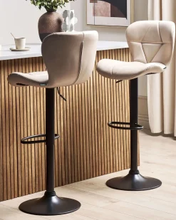 Sæt med 2 barstole VALETTA Kunstlæder Lys Beige