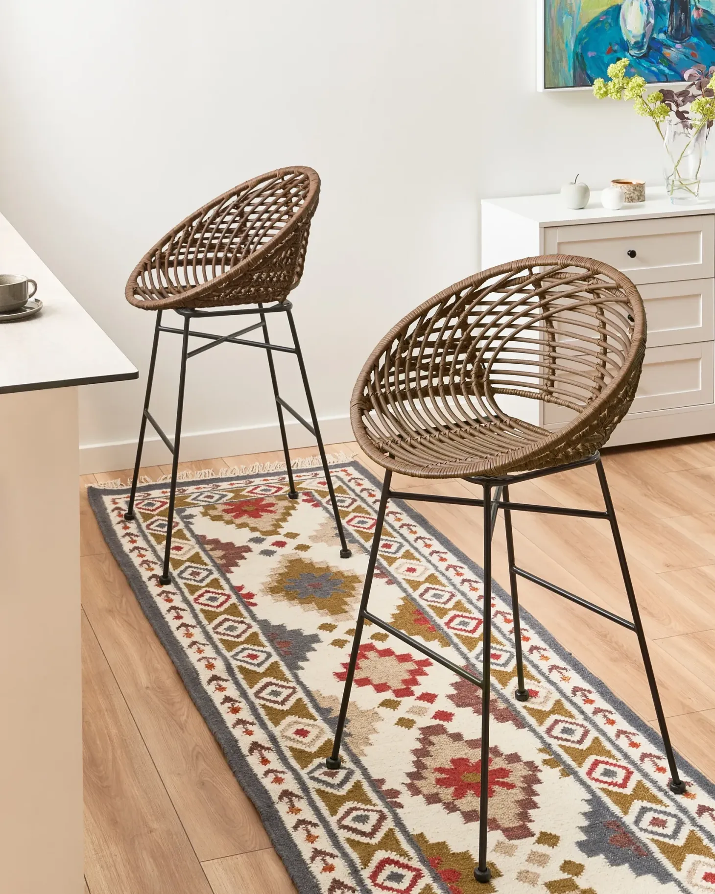 Sæt med 2 barstole WINDOM Rattan Brun