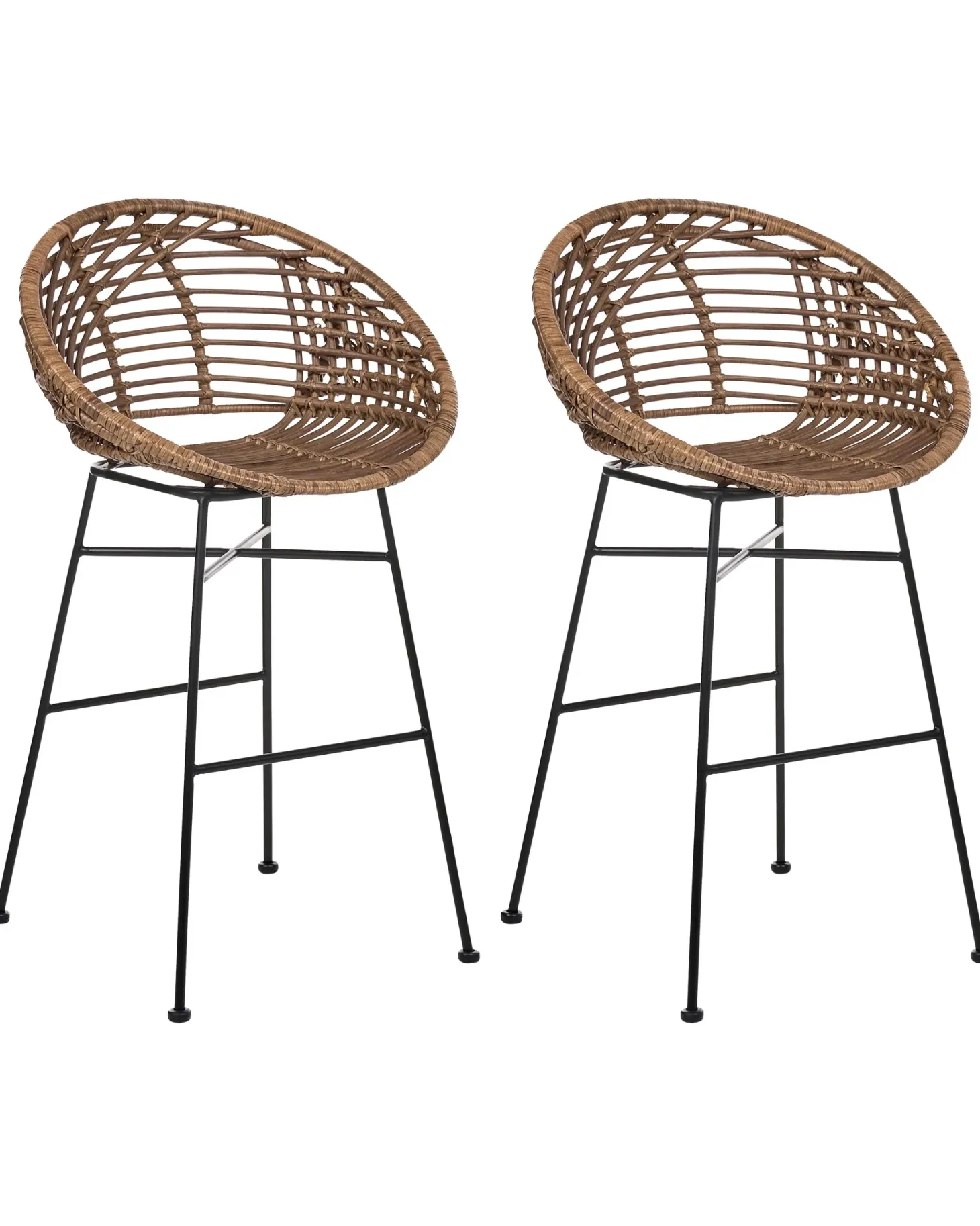 Sæt med 2 barstole WINDOM Rattan Brun
