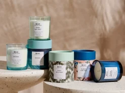 Sæt med 3 duftlys COLORFUL BARREL Soja voks Fresh notes Blomster noter