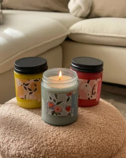 Sæt med 3 duftlys FRUITY BLOOM Soja voks Orientalske noter krydderurter noter Blomster noter