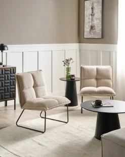 Sæt med 2 lænestole BJASTA Fløjl Beige