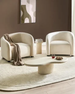 Sæt med 2 lænestole VELTADA Velour Cremehvid