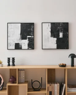 Sæt med 2 lærreder CASHEL Abstrakt motiv Sort