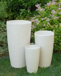 Sæt med 2 plantekrukker ABDERA 31 cm Lys Beige