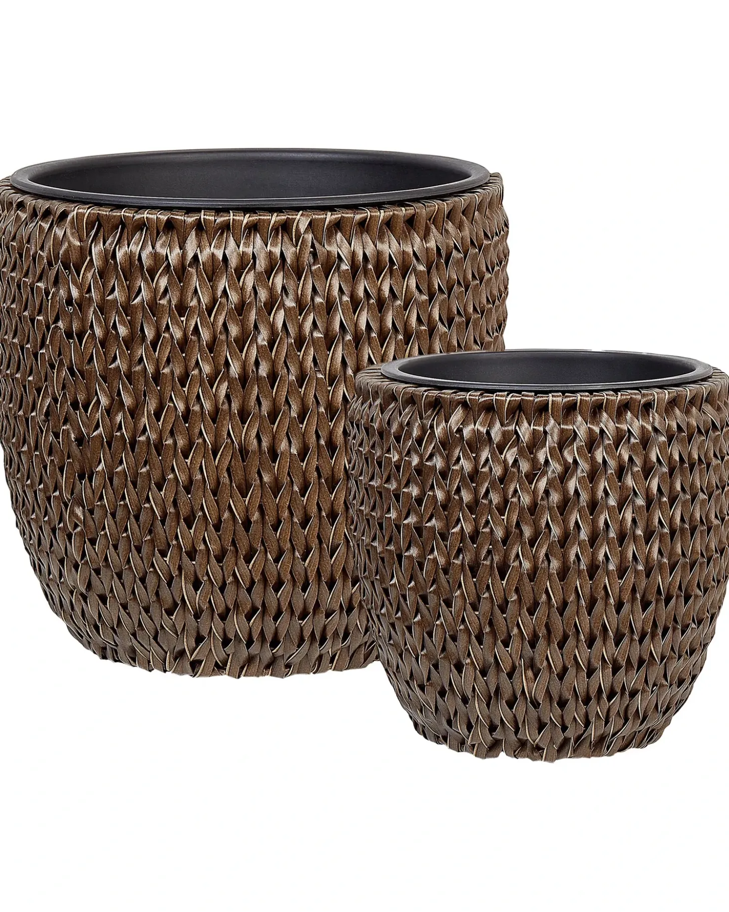 Sæt med 2 plantekrukker BERBERIS 34/45 cm Mørkebrun PE-rattan