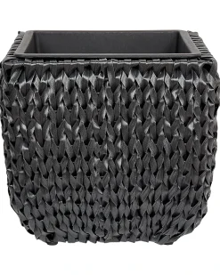 Sæt med 2 plantekrukker BERBERIS 34/45 cm Sort PE-rattan