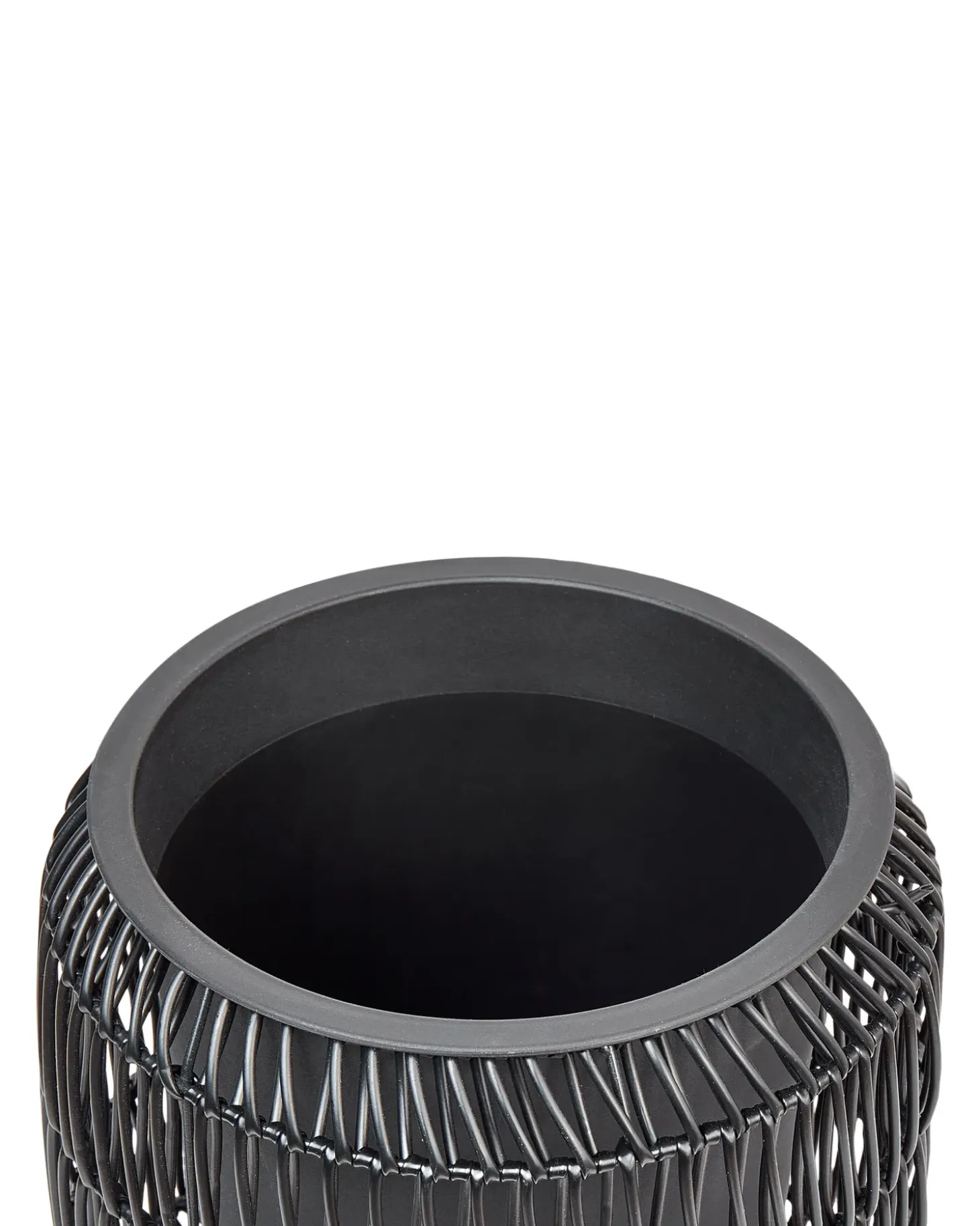 Sæt med 2 plantekrukker BRODIEA PE-rattan 26/45 cm Sort
