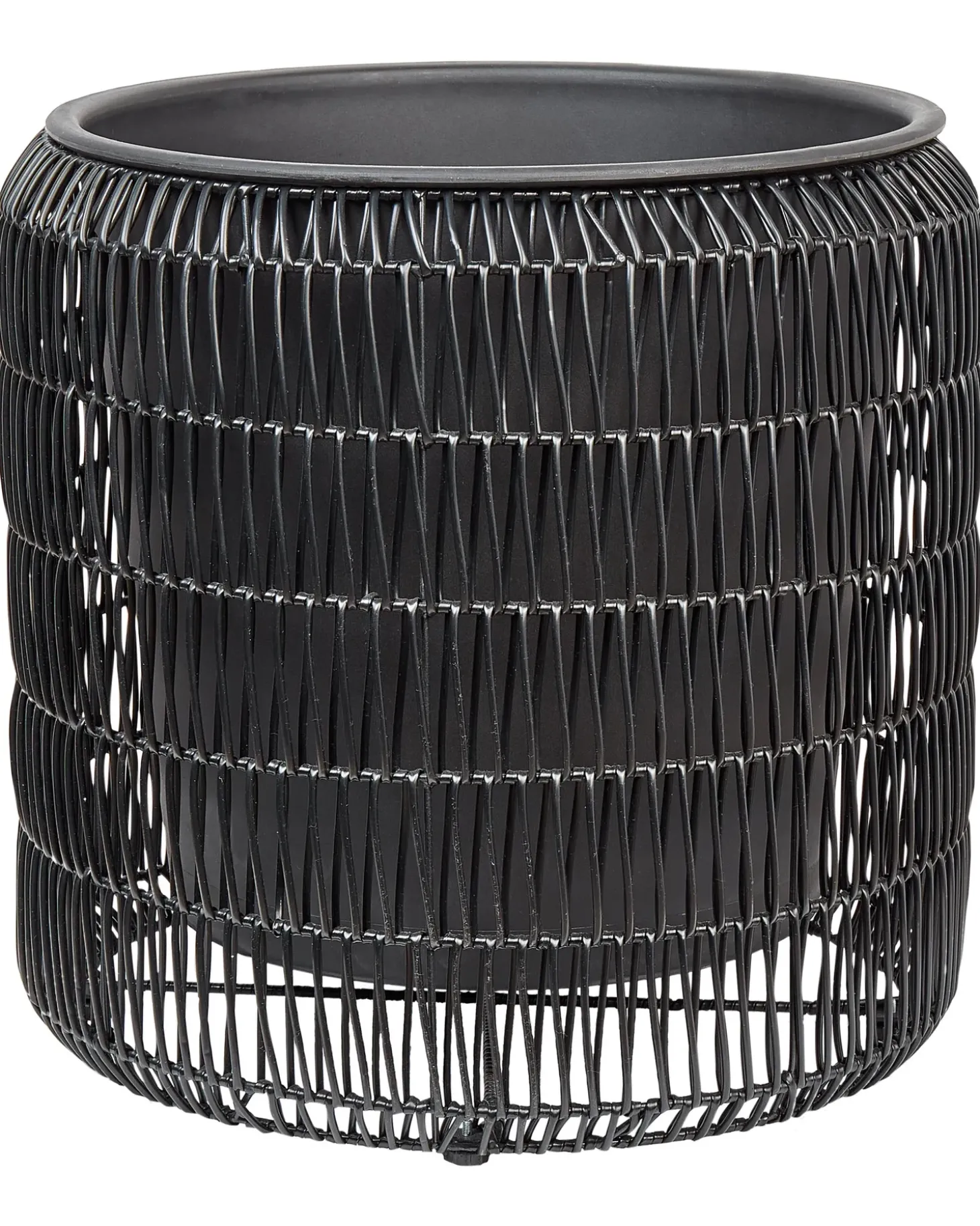 Sæt med 2 plantekrukker BRODIEA PE-rattan 26/45 cm Sort