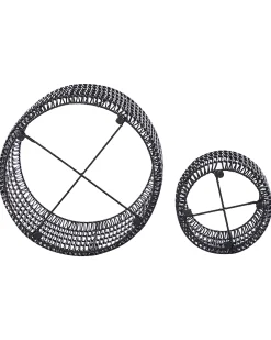 Sæt med 2 plantekrukker BRODIEA PE-rattan 26/45 cm Sort