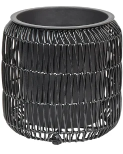 Sæt med 2 plantekrukker BRODIEA PE-rattan 26/45 cm Sort