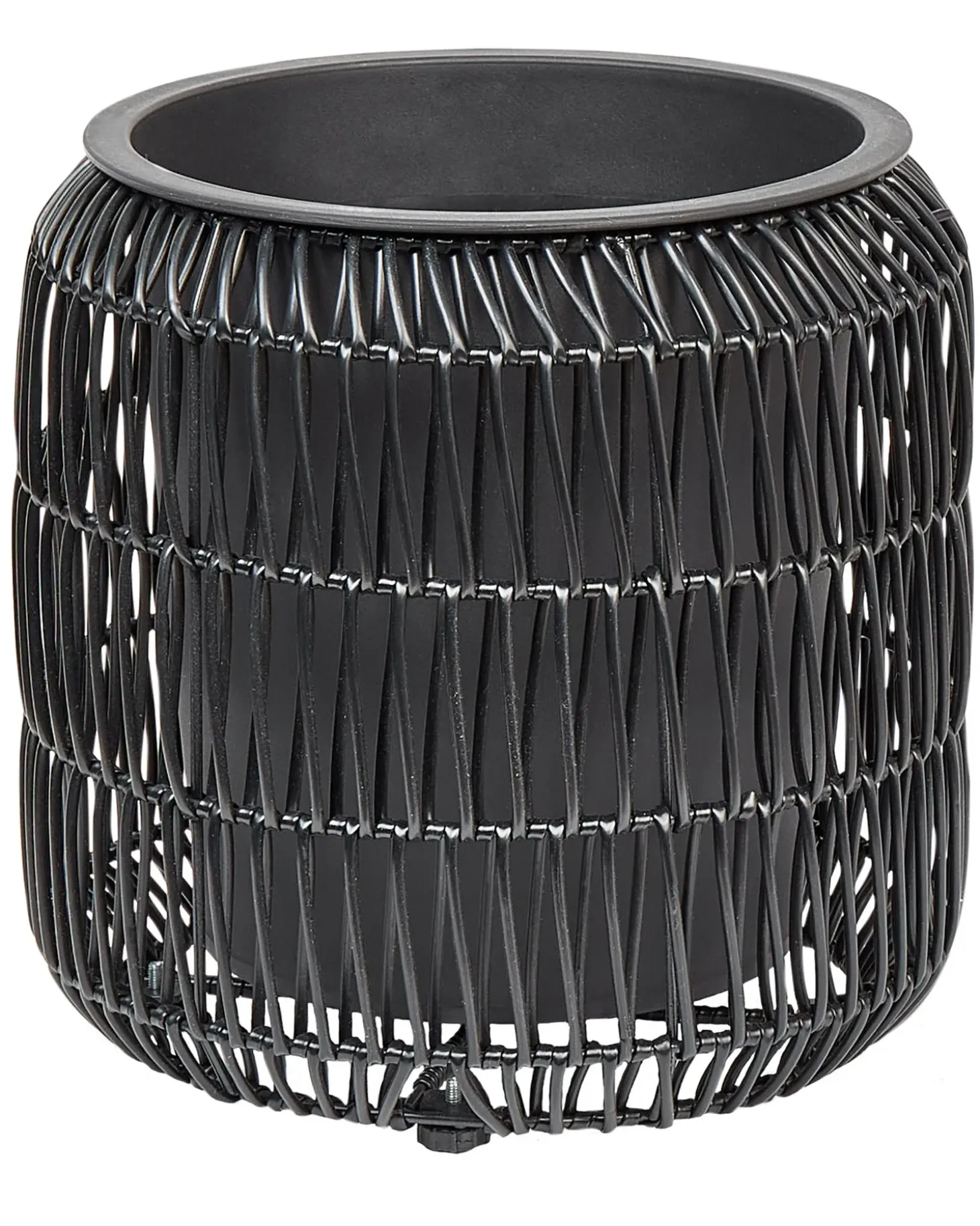 Sæt med 2 plantekrukker BRODIEA PE-rattan 26/45 cm Sort