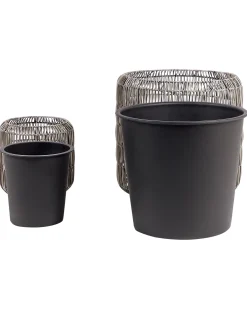 Sæt med 2 plantekrukker BRODIEA 26/45 cm Lysebrun PE-rattan