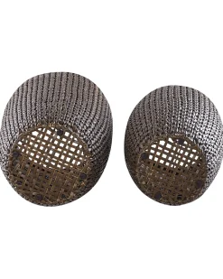 Sæt med 2 plantekrukker CEDRUS 37/45 cm Brun PE-rattan