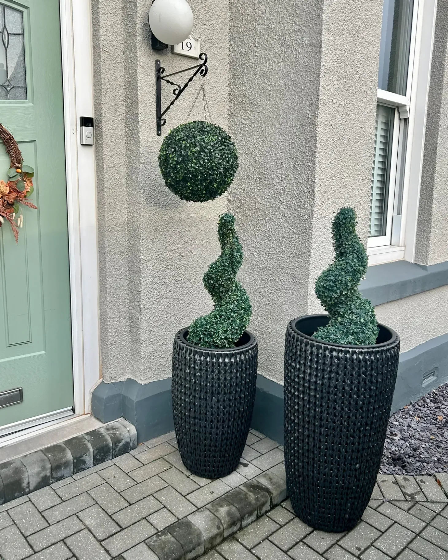 Sæt med 2 plantekrukker CEDRUS 37/45 cm Sort PE-rattan