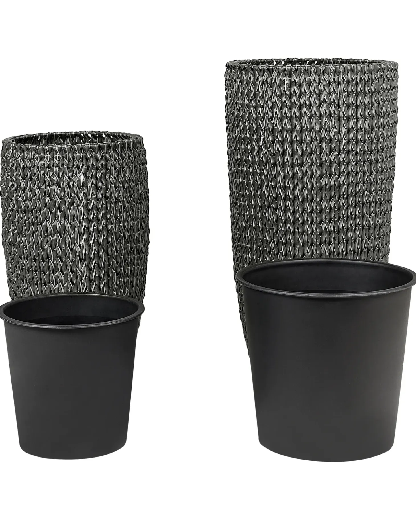 Sæt med 2 plantekrukker CEDRUS 37/45 cm Sort PE-rattan