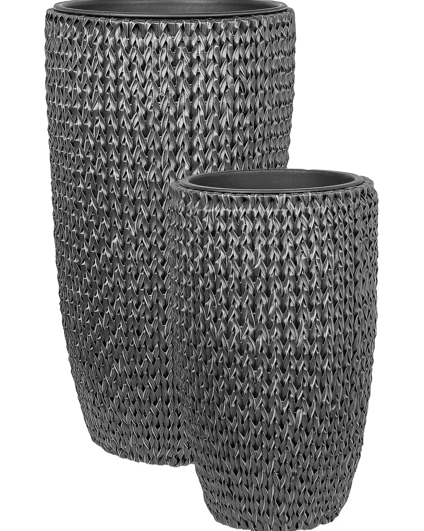 Sæt med 2 plantekrukker CEDRUS 37/45 cm Sort PE-rattan