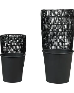 Sæt med 2 plantekrukker CHELONE 26/34 cm Sort PE-rattan