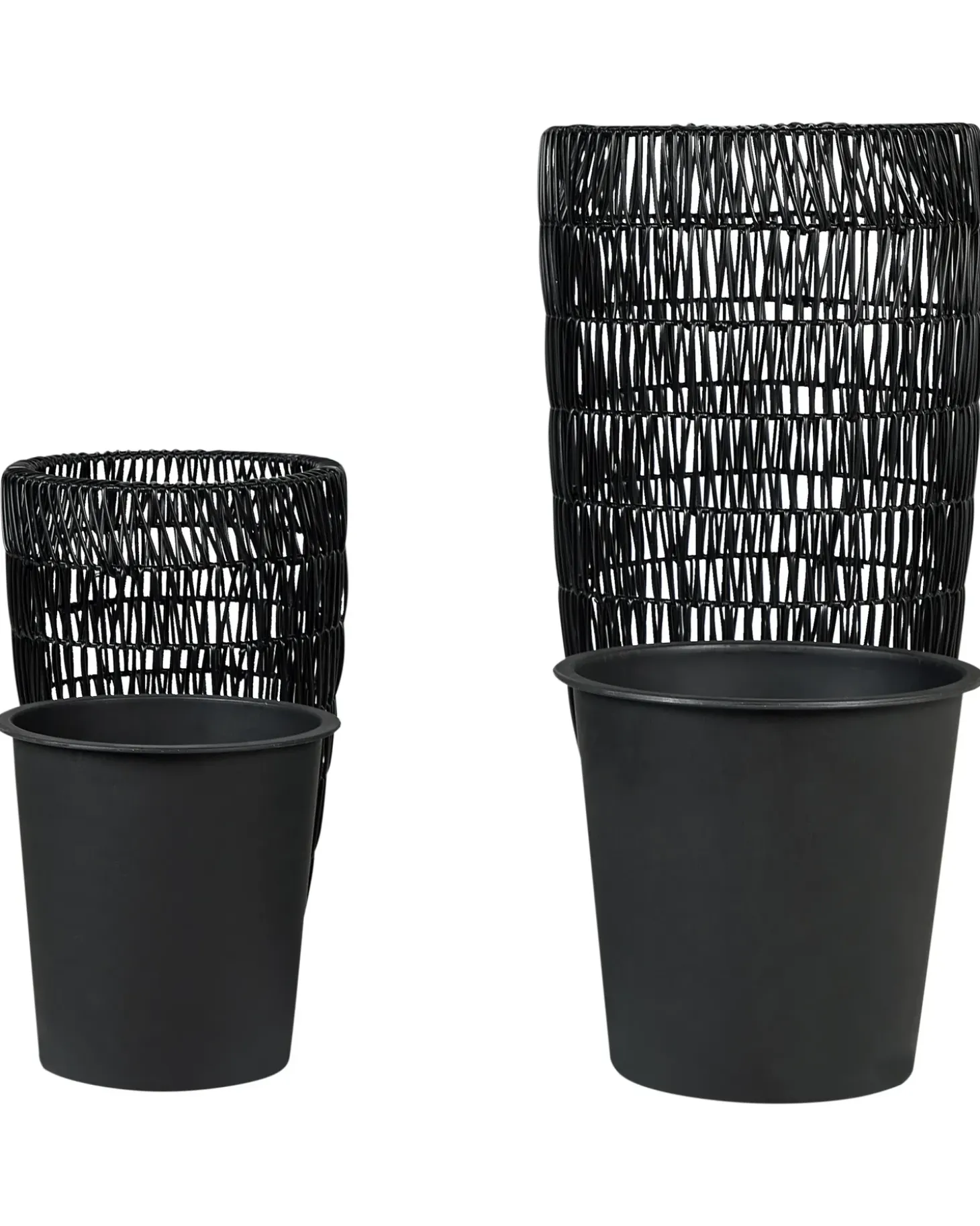 Sæt med 2 plantekrukker CHELONE 26/34 cm Sort PE-rattan