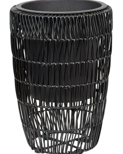 Sæt med 2 plantekrukker CHELONE 26/34 cm Sort PE-rattan