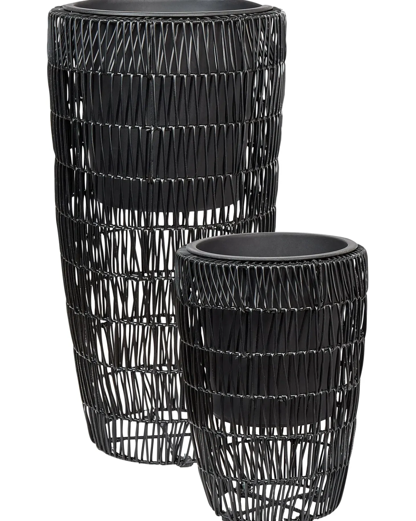 Sæt med 2 plantekrukker CHELONE 26/34 cm Sort PE-rattan