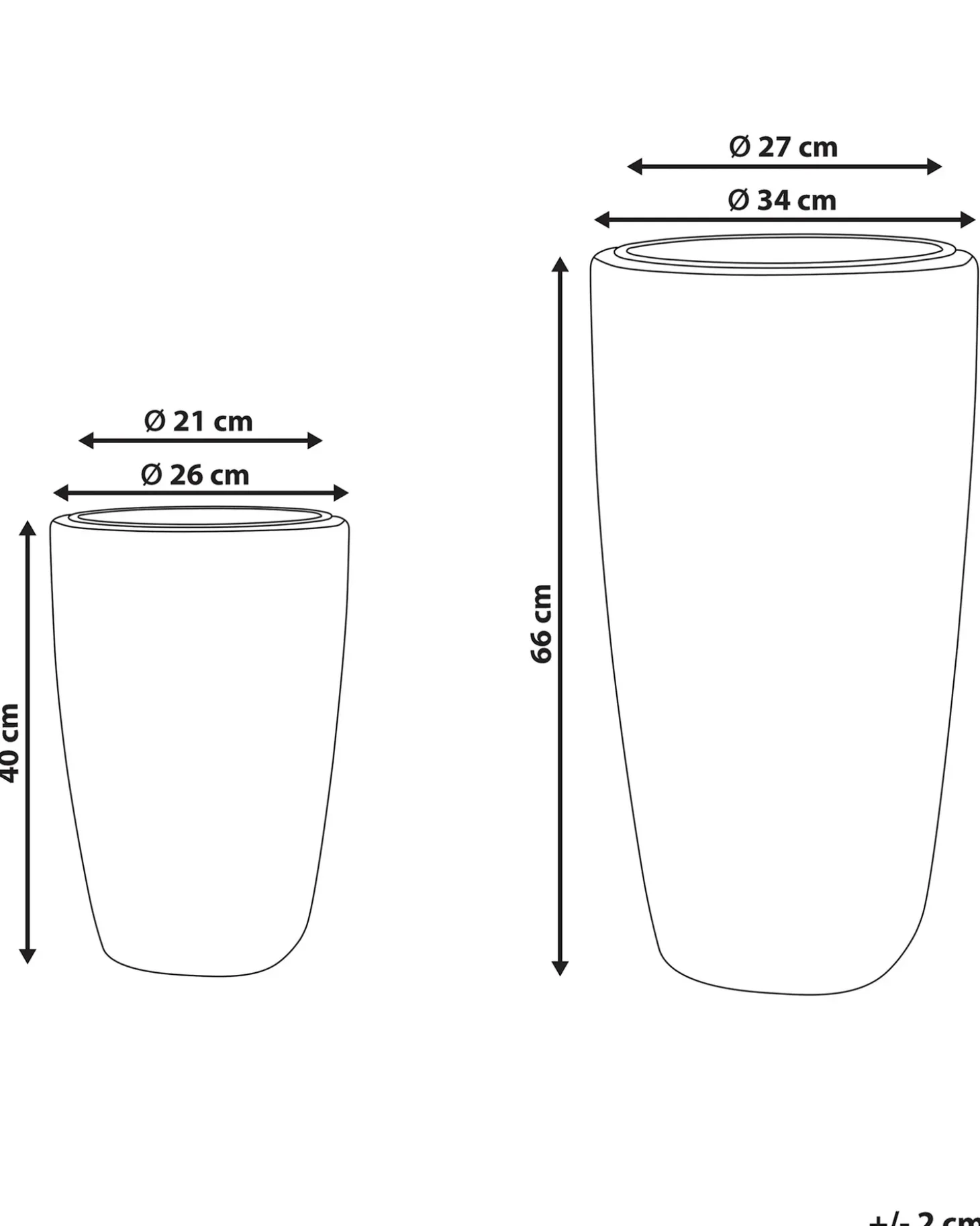 Sæt med 2 plantekrukker CHELONE 26/34 cm Sort PE-rattan