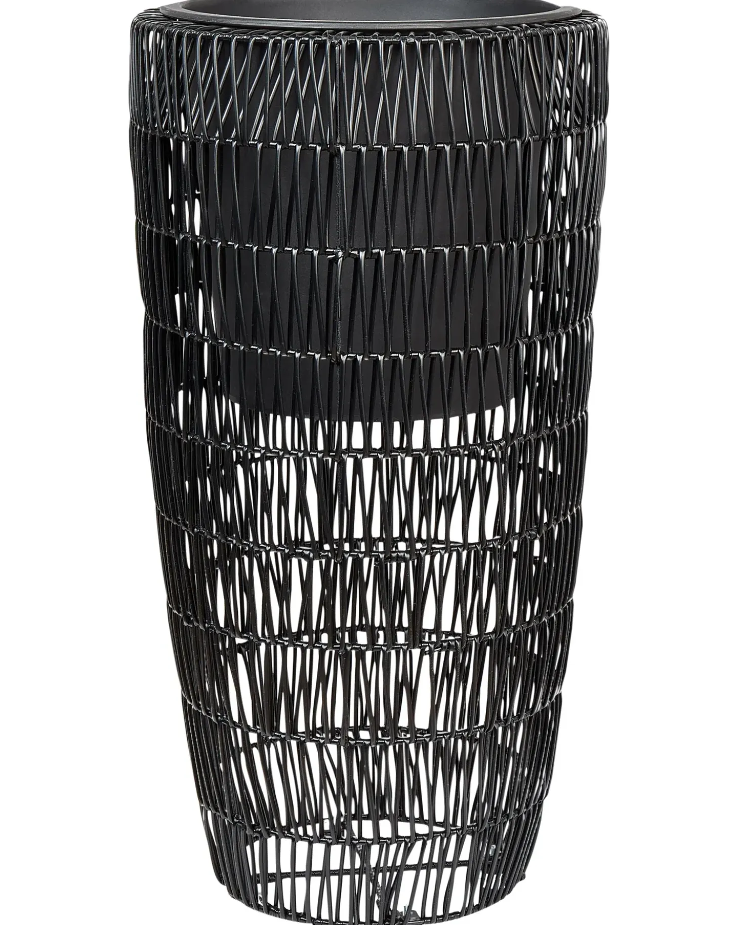 Sæt med 2 plantekrukker CHELONE 26/34 cm Sort PE-rattan