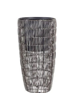 Sæt med 2 plantekrukker CHELONE PE-rattan 26/34 cm Brun