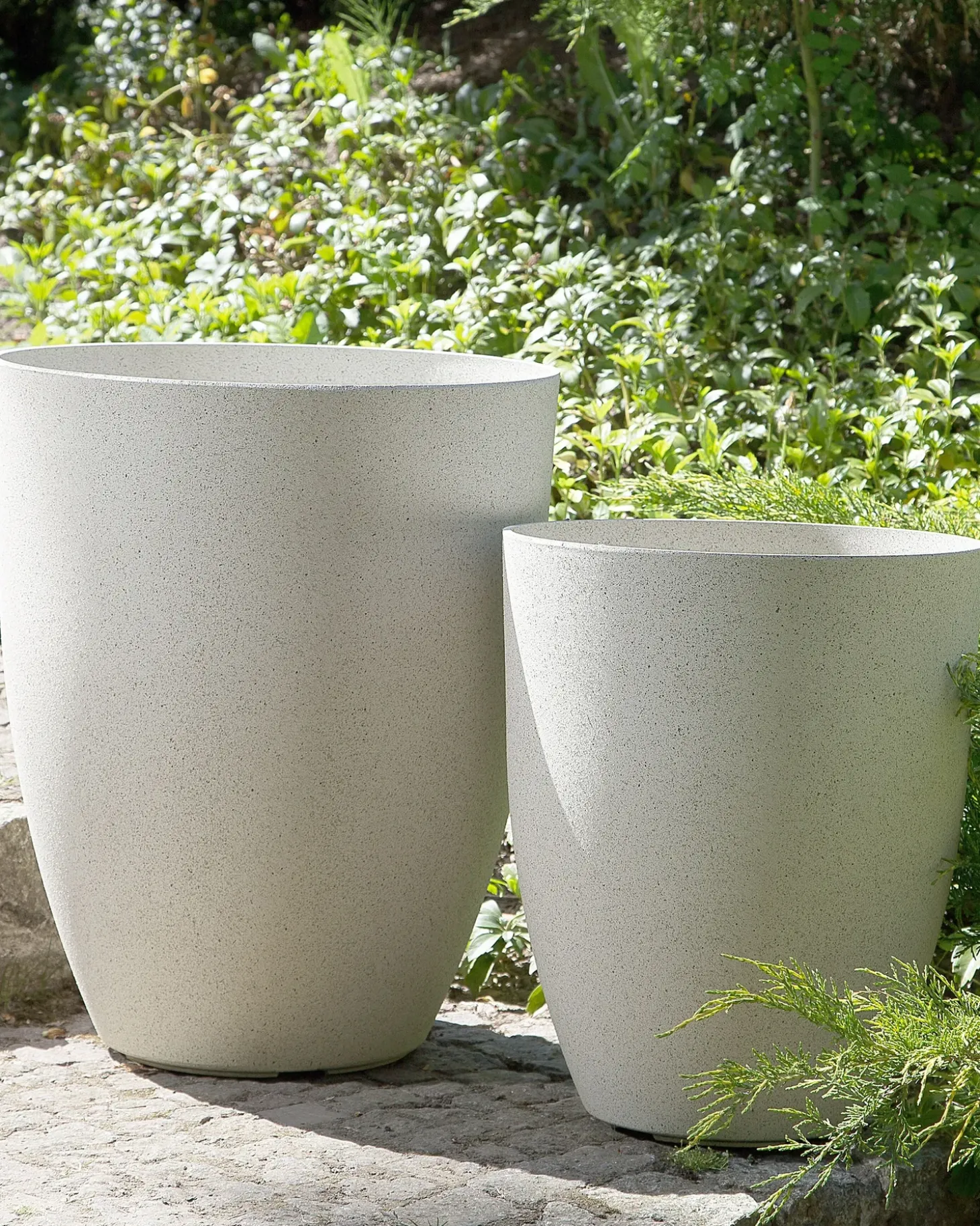 Sæt med 2 plantekrukker CROTON 35 cm Cremehvid