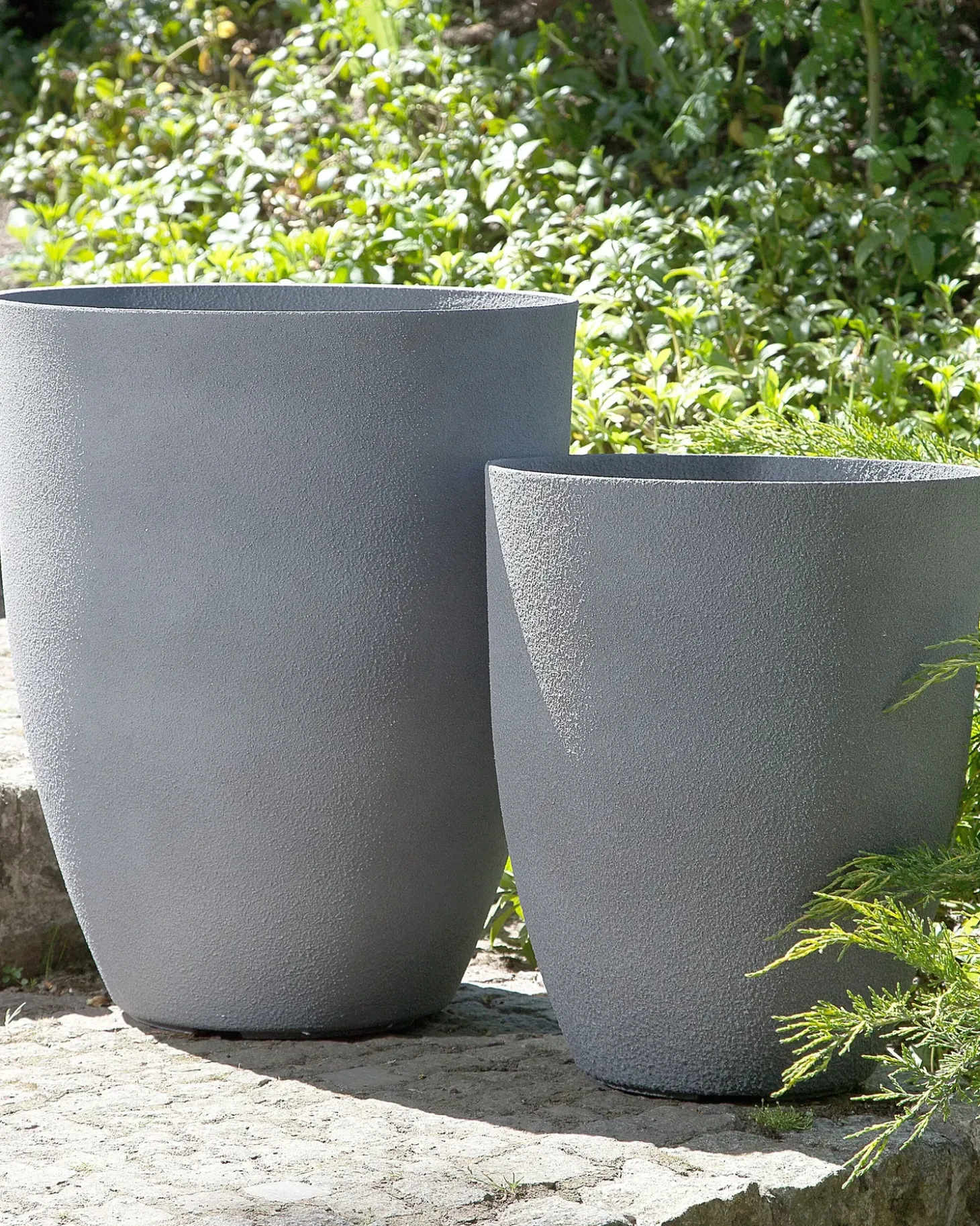Sæt med 2 plantekrukker CROTON 43 cm Grå