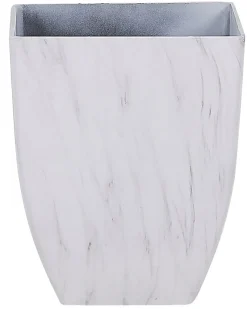Sæt med 2 plantekrukker MIRO 35 cm Hvid marmor