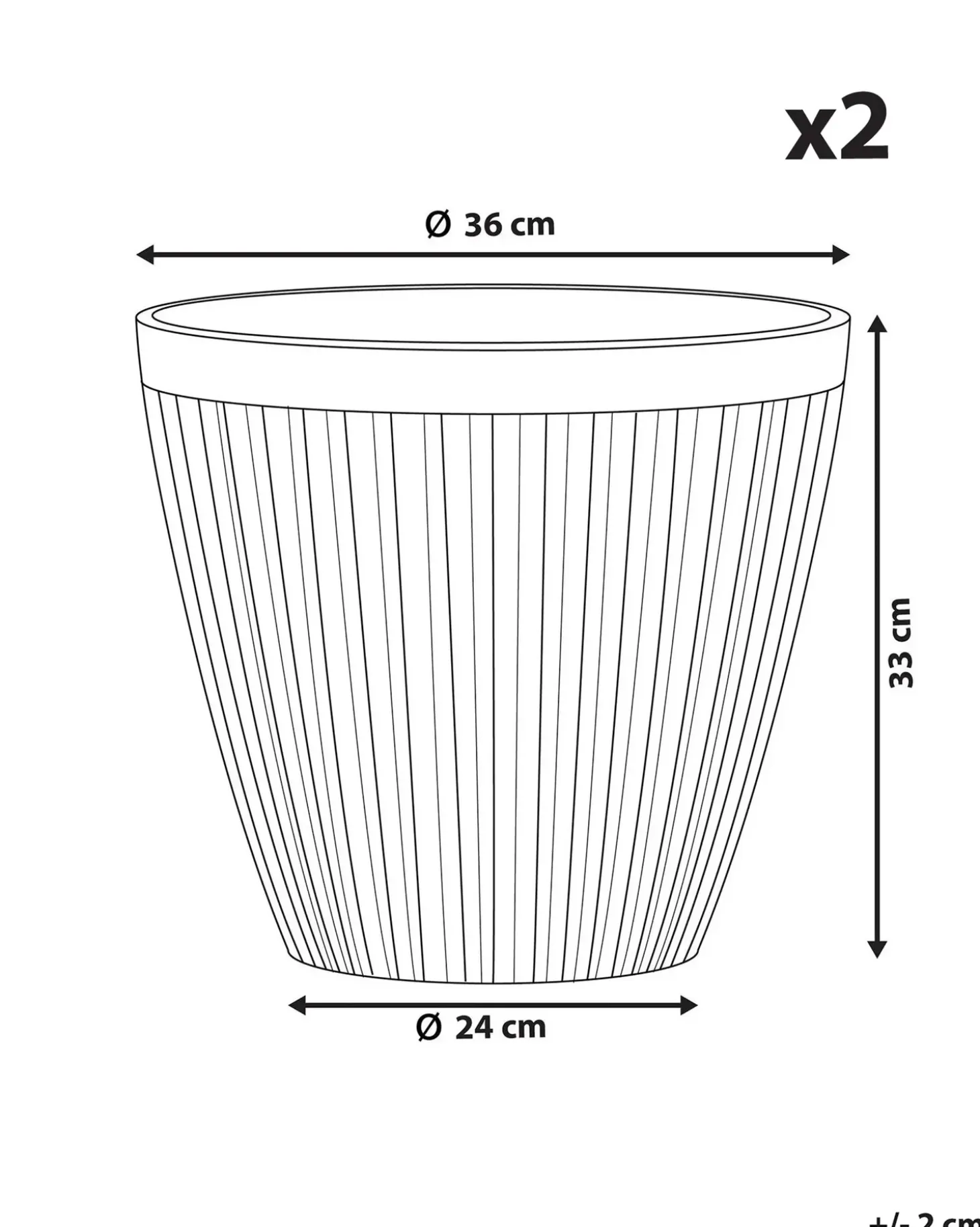 Sæt med 2 plantekrukker POKA 36 cm Brungrå