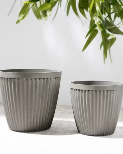 Sæt med 2 plantekrukker POKA 36 cm Brungrå
