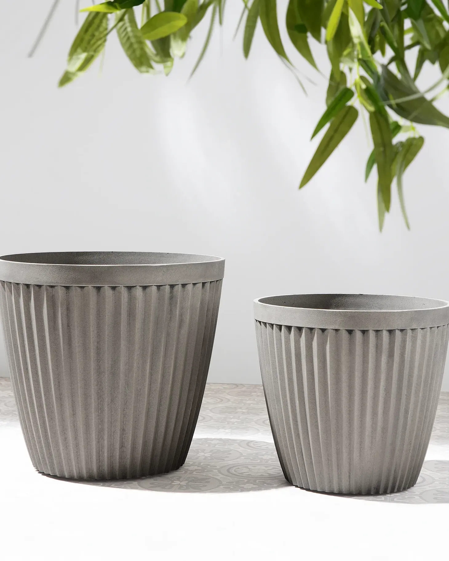 Sæt med 2 plantekrukker POKA 36 cm Brungrå