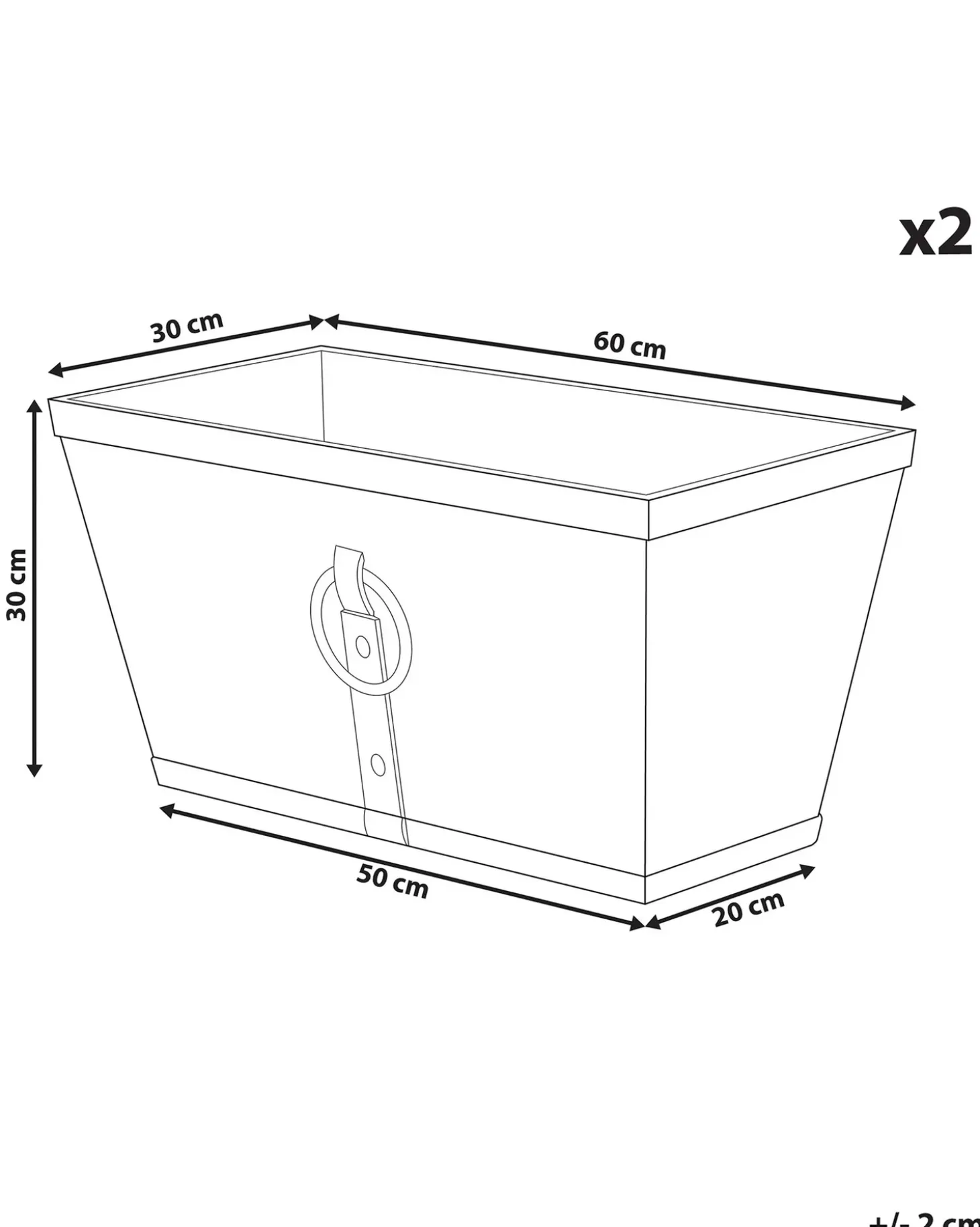 Sæt med 2 plantekrukker PORIA 60 cm Grå