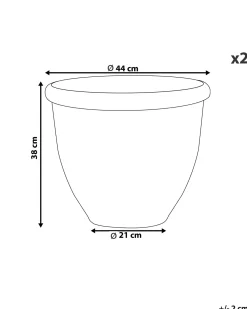 Sæt med 2 plantekrukker TESALIA 44 cm Brun