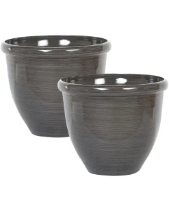 Sæt med 2 plantekrukker TESALIA 44 cm Brun