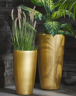 Sæt med 2 plantekrukker TSERIA 32 cm Guld