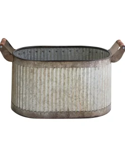 Sæt med 2 plantekrukker TULIPE 31/41 cm Grå Metal