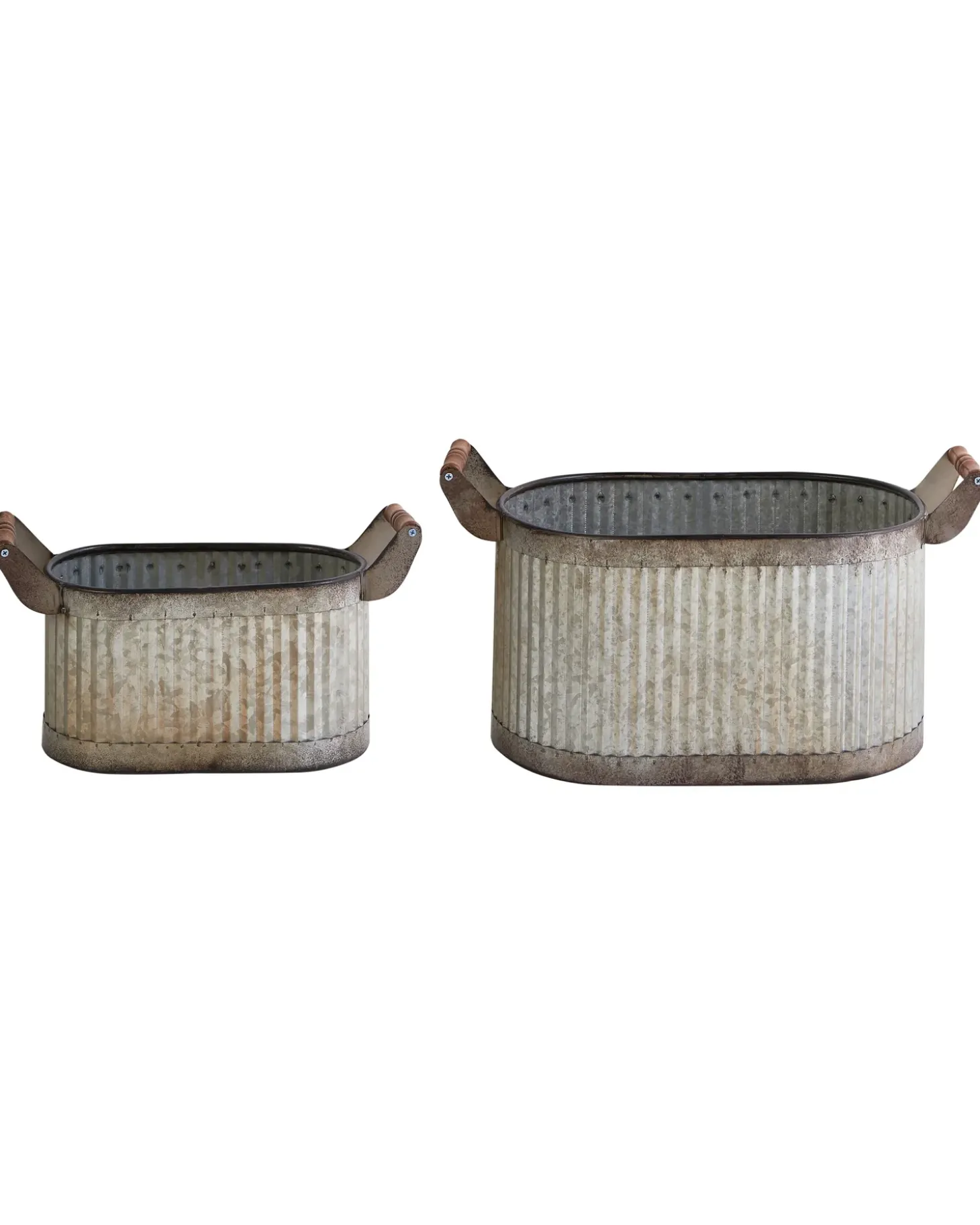 Sæt med 2 plantekrukker TULIPE 31/41 cm Grå Metal