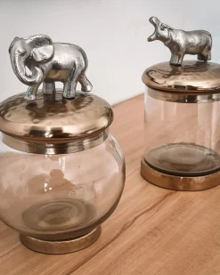 Sæt med 2 pynteæsker LAKI Glas Guld