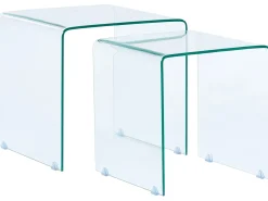 Sæt med 2 sideborde KENDALL Hærdet glas Transparent