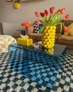 Sæt med 2 sideborde KENDALL Hærdet glas Blå