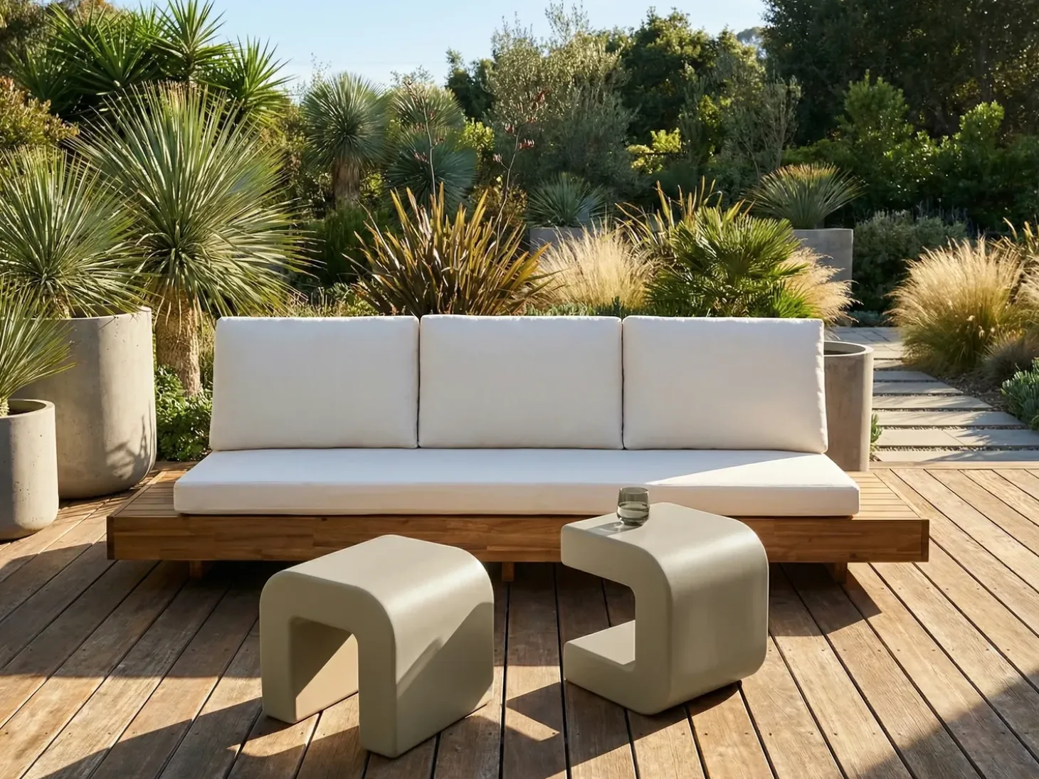 Sæt med 2 sideborde MOZIA Olivengrøn Beige