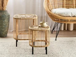Sæt med 2 sofaborde CESENATICO Rattan Naturlig