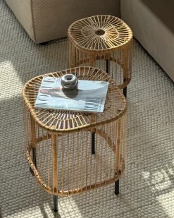 Sæt med 2 sofaborde CESENATICO Rattan Naturlig